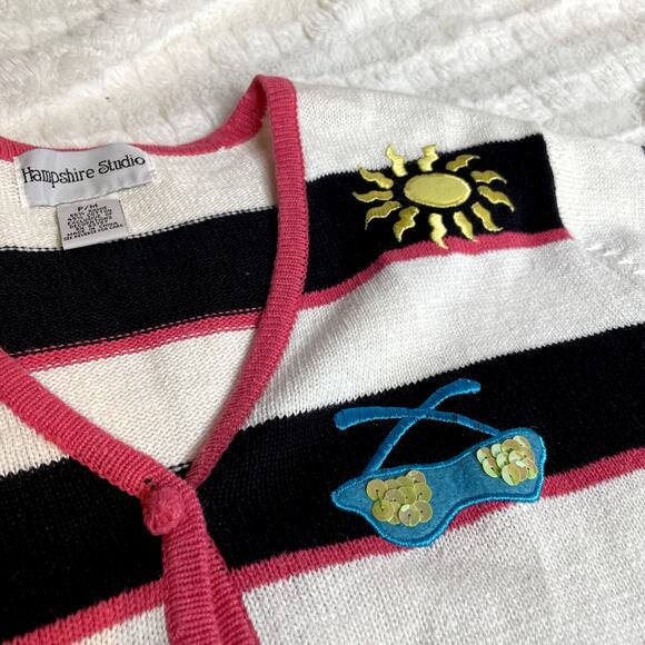 HAMPSHIRE STUDIO Petite Medium Novelty Sweater Flip Flop Sandal Button Down NWT - Picture 4 of 7